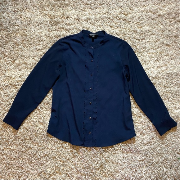 Banana Republic Factory Petite M Navy Blue blouse - Picture 1 of 6
